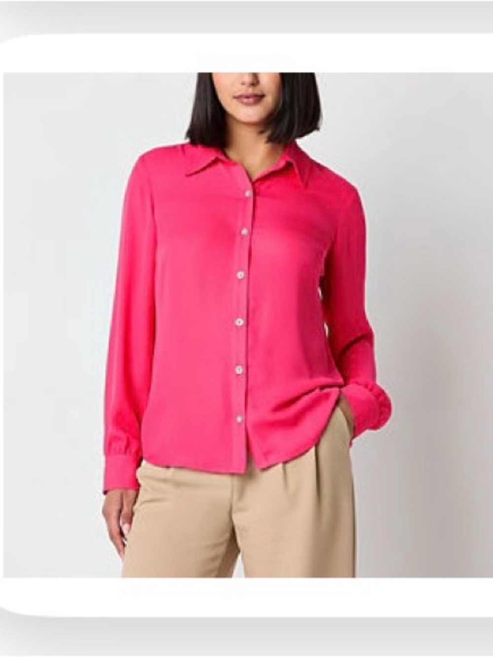 by & by Fuschia Button-Down Collared Shirt